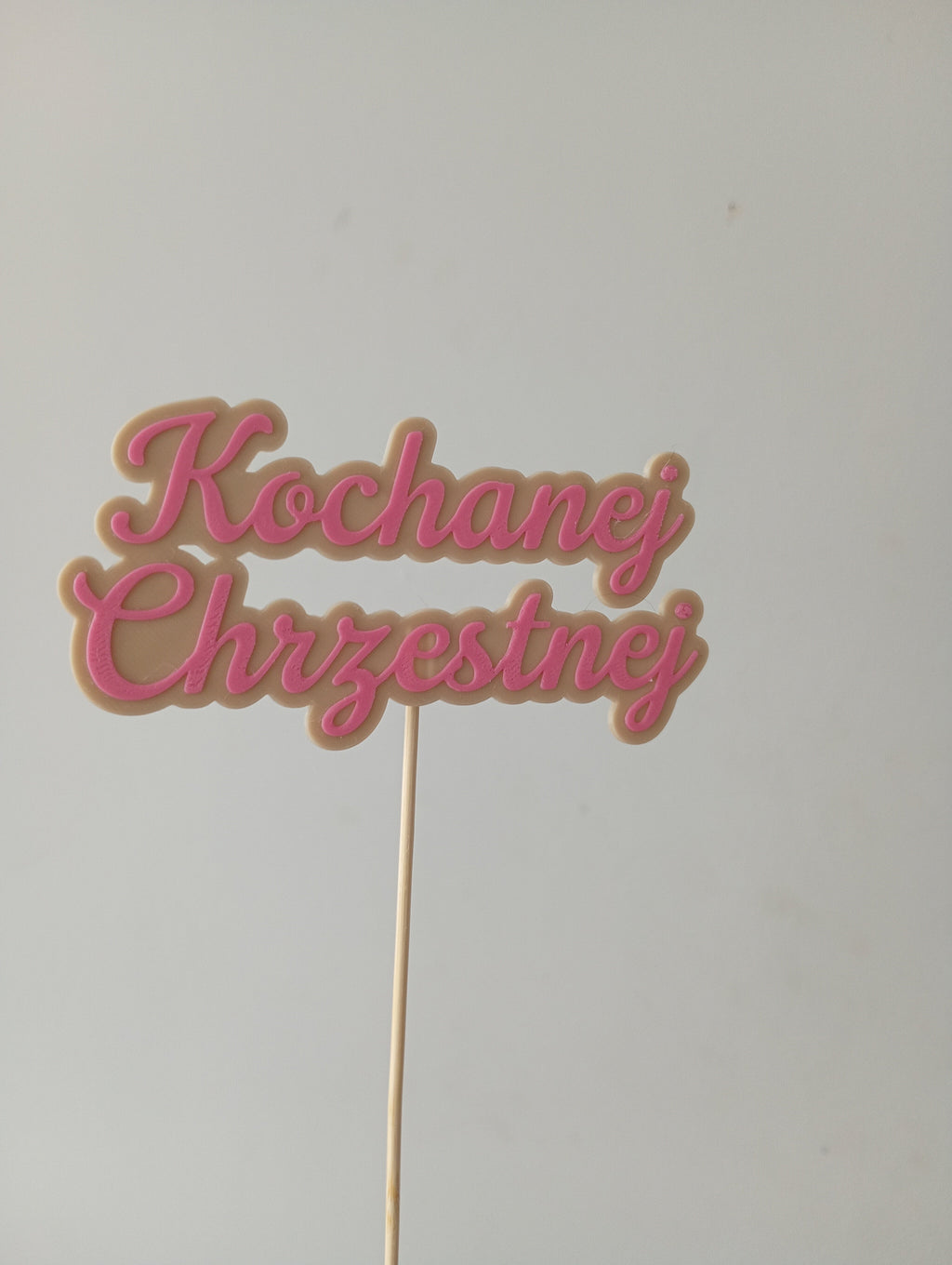 Topper Kochanej Chrzestnej / Kochanemu Chrzestnemu - Beżowe Duże